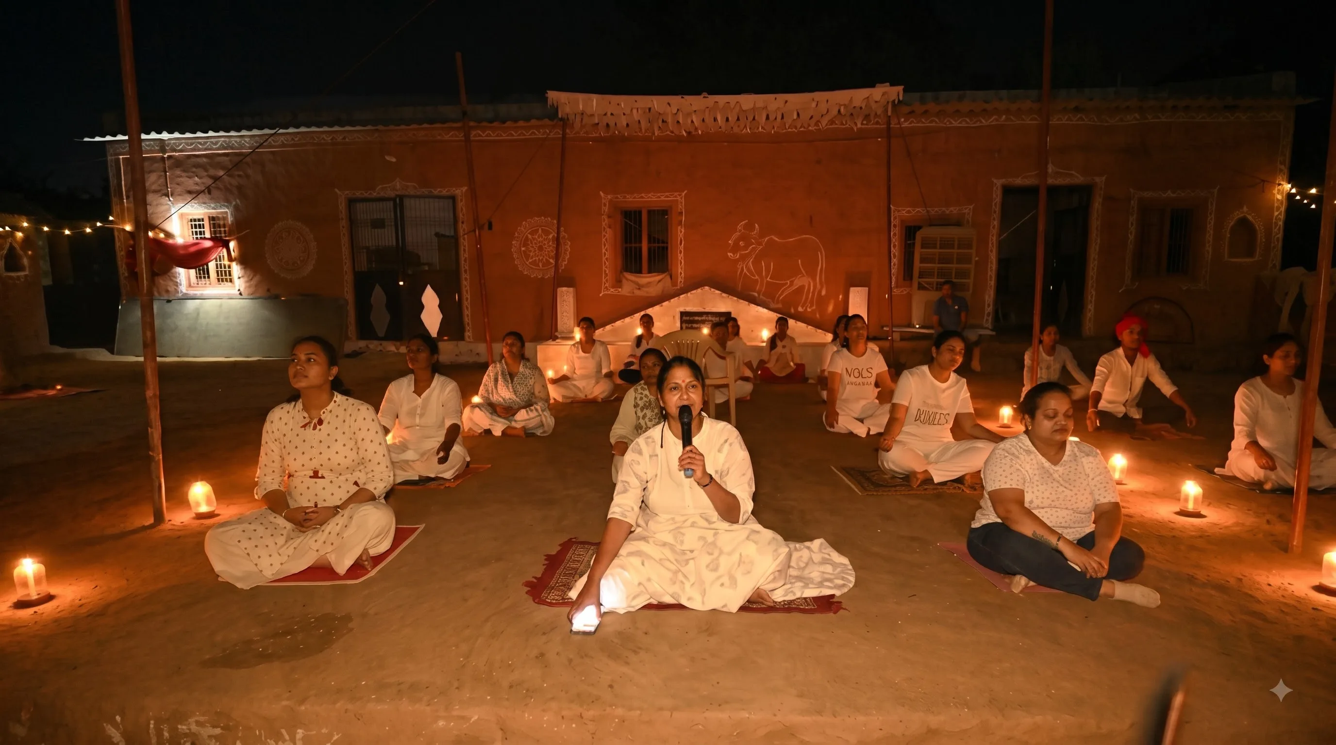 An evening sitting by candlelight in the courtyard